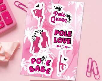 Pole Dance Stickerbogen, Pole Dance Aufkleber, Pole Dance Etiketten, Pole Dance Geschenk, Pole Dance Papier, Pole Dance Sticker