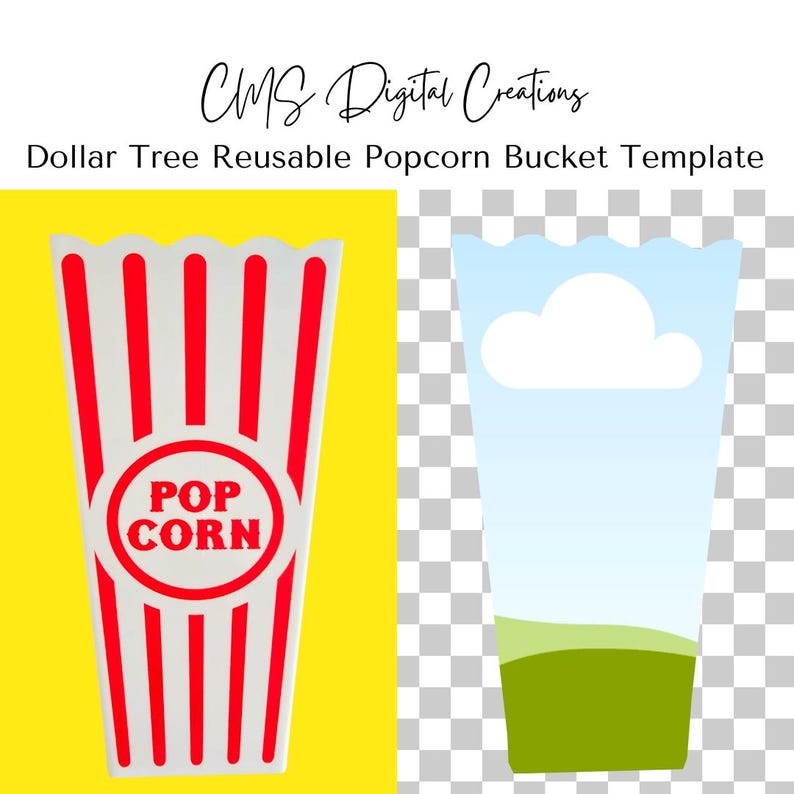 Popcorn Bucket Template.pdf Popcorn Canva Template | Popcorn Bucket Template | Popcorn Box Template ...