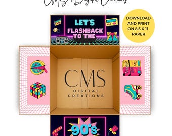 Retro Design Box Flaps | Printable Sticker Kit | Digital Box Flaps | Printable Box Flaps | Nostalgia Design | Flashback to the 90s Box