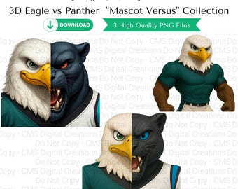 3D Eagle vs Panther | Football Rival Art | Football png | Football Graphics | School Mascots | Eagle Mascot | Panther Mascot | 3D Football