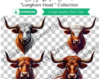 Fierce Longhorn Clipart Bundle | Longhorn Clipart | Watercolor Longhorn Wildlife Art | Longhorn png | Sublimation Longhorn | Longhorn Mascot