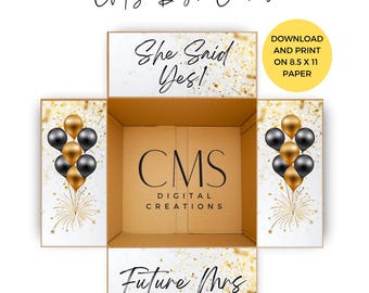 She Said Yes Box Flaps | Future Mrs Box Flaps | Bride Box Flaps | Printable Box Flaps | Engagement Care Package Flaps | Engagement Labels