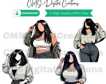 Faceless Clipart | Faceless Women Clipart | 90s Clipart | Girlfriend Clipart | Faceless art | Clipart for Stickers | Planner Clipart