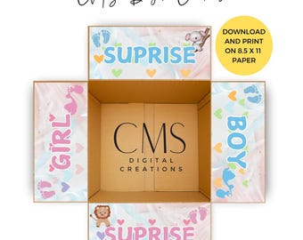 Gender Reveal box flaps | Baby Announcement Box Flaps | Digital Box Flaps | Printable Box Flaps Flaps | Flat Rate Package Flaps