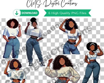 Faceless Clipart | Faceless Women Clipart | 90s Clipart | Girlfriend Clipart | Best friend Clipart | Clipart for Stickers | Planner Clipart