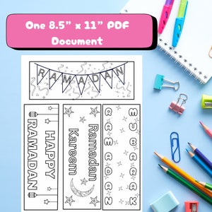 4 Ramadan Coloring Bookmarks, Ramadan Kids Activities, DIY Ramadan Crafts, Ramadan Kids Gifts, PDF