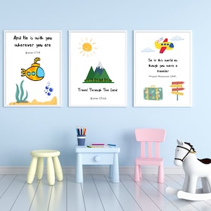 Set of 3 Islamic Kids Prints, Childrens Islamic Wall Art, Eid Gift for Kids, Childrens Eid Gifts, Kids Islamic posters, Islamic Nursery