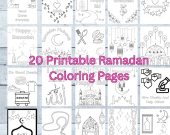 Set of 20 Ramadan and Eid Coloring Pages, Ramadan Kids Coloring Book, Ramadan Kids Coloring Prints, Ramadan Coloring, Islamic Coloring Pages