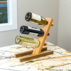 Rustic Wooden 3-Bottle Floating Wine Holder