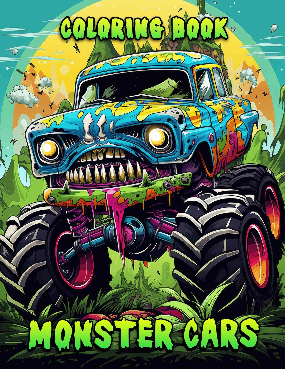 Monster Cars Coloring Book, Digital Prints, Dive Into the Monster Cars