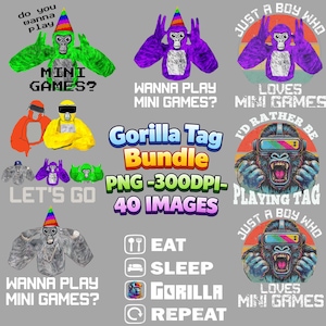 Gorilla Tag 40 PNG-paket för skjortor | Rolig VR-apspel för barn