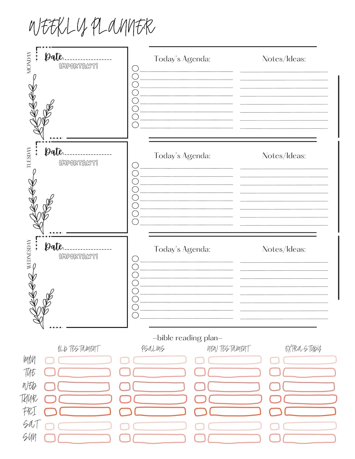 2page Weekly Planner Layout, Undated Etsy