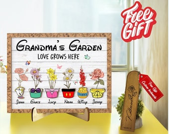 Personalized Grandma's Garden With Disney Characters Wooden Sign, Custom Disney Characters Sign, Mother's Day Gifts Ideas, Gifts For Her