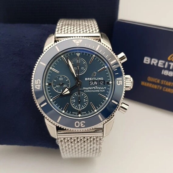 Buy Best Seller Authentic Watches Breitling Superocean Heritage Chronograph 44 A13313161C1A1 Blue Dial Online in India Etsy