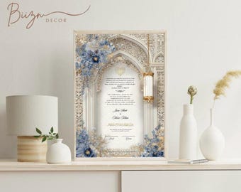 Custom Nikkah Certificate: Elegant Muslim Wedding Keepsake (Digital Download, Editable in Canva)