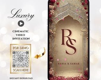 Red and Gold Nikkah Baraat Invitation: Animated Islamic Wedding Video (Digital Download