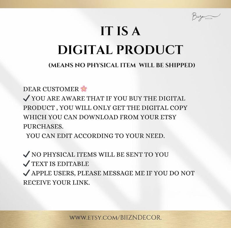 May include: A digital product announcement with the text "IT IS A DIGITAL PRODUCT" and additional details about the product. The text also states that no physical item will be shipped. The bottom of the image includes a website address.