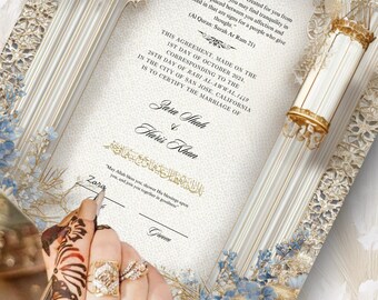 Custom Nikkah Certificate: Islamic Wedding Keepsake (Digital Download, Editable in Canva)