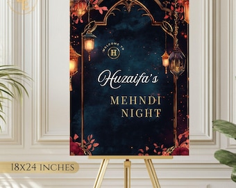 Mehndi Welcome Signs | Haldi & Sangeet Decor | Editable Indian Wedding Signage - Digital Download