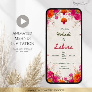 Colorful Dholki Invitation, Digital Pakistani/Indian Mehndi Invite | Haldi Sangeet Desi Event Invite | Editable Template Instant Download ,