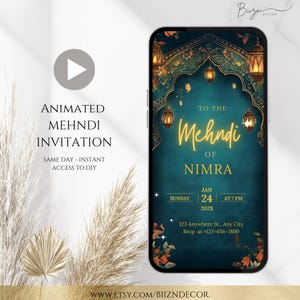 Mehndi Invitation social media, Pakistani , Indian Wedding Invite | Dholki Sangeet Desi Event Invite | Editable Template Instant Download ,