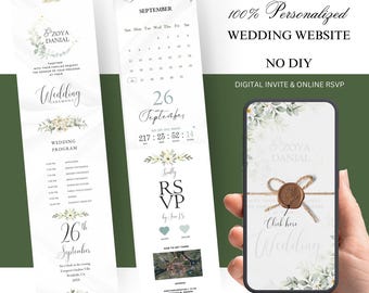 Florale Hochzeitseinladung mit Online Antwort