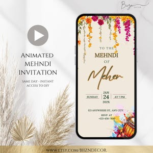 Digital Dholki Invitation, Pakistani/Indian Mehndi Invite | Haldi Sangeet Desi Event Invite | Editable Template Instant Download ,