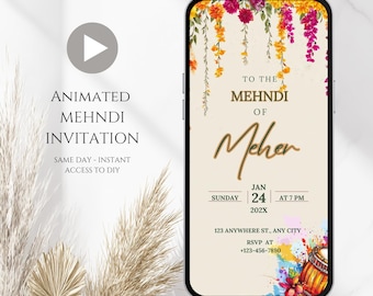 Digital Dholki Invitation: Indian Mehndi, Haldi Sangeet Template (Digital Download