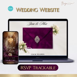 Purple Save the date nikkah invitation digital with RSVP Trackable and countdown timer