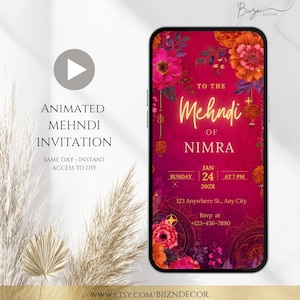 Digital Mehndi Invitation, Pakistani/Indian Dholki Invite | Dholki Sangeet Desi Event Invite | Editable Template Instant Download ,
