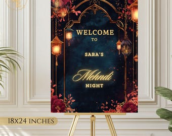 Mehndi Welcome Signs | Haldi & Sangeet Decor | Editable Indian Wedding Signage - Digital Download
