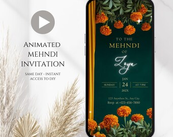 Digitale Mehndi-Einladung: Pakistanischer indischer Haldi Sangeet einladen (bearbeitbare Vorlage, Sofort-Download)