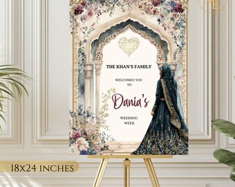 Editable Mehndi Welcome Sign: Desi Wedding Decor (Digital Download)