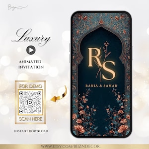 Teal and copper theme,  Muslim Wedding Invitation: Teal Nikkah, Walima Invite (Digital Download)