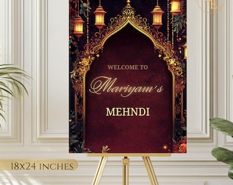 Mehndi Welcome Signs | Haldi & Sangeet Decor | Editable Indian Wedding Signage - Digital Download