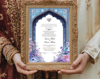 Certificado Nikkah Islâmico Personalizado: Lembrança Personalizada de Casamento Muçulmano (Download Digital do Modelo Canva)