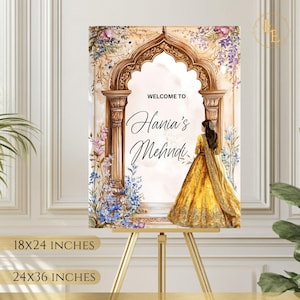 Mehndi Welcome Signs | Haldi & Sangeet Decor | Editable Indian Wedding Signage - Digital Download- Pakistani Muslim Wedding Sign