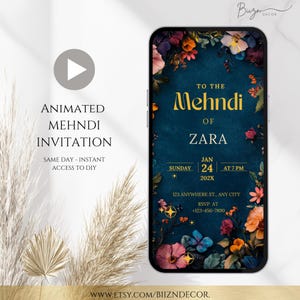 Mehndi Invitation, Digital Invite | editable  Dholki Sangeet Desi Event Invite | Editable Template Instant Download