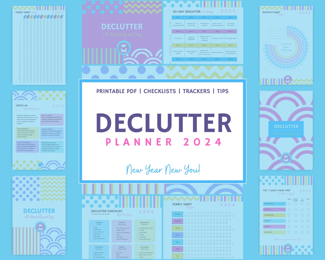 Bright and Fun Declutter Planner 2024, Declutter Checklist, Declutter