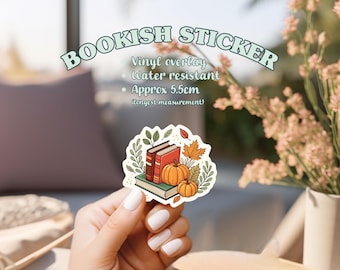 Bookish Sticker | Books & Pumpkins | Reader Gift | Kindle Sticker for Book Lovers