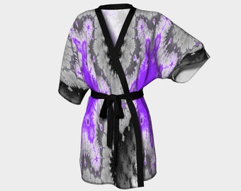 Fractal Wraps Grey Lav Allure Custom Kimono Robe