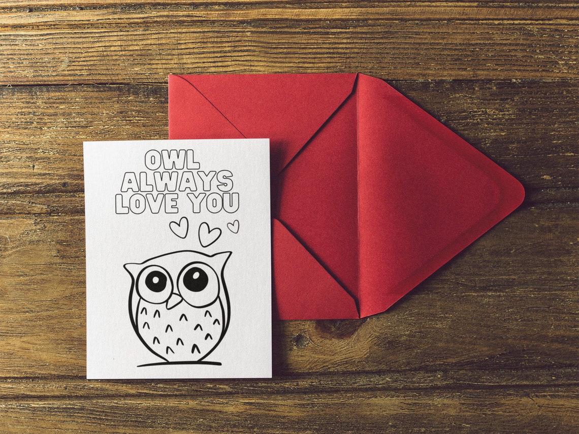 Printable Valentine Cards for Kids, Cute Animal Color-in Valentines for ...