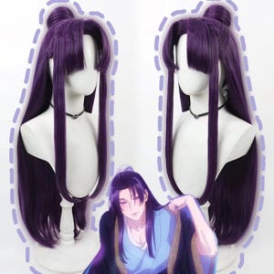 Anime character (ジンシ) long straight wig purple cosplay wig, "Pharmacist Diary" cosplay.