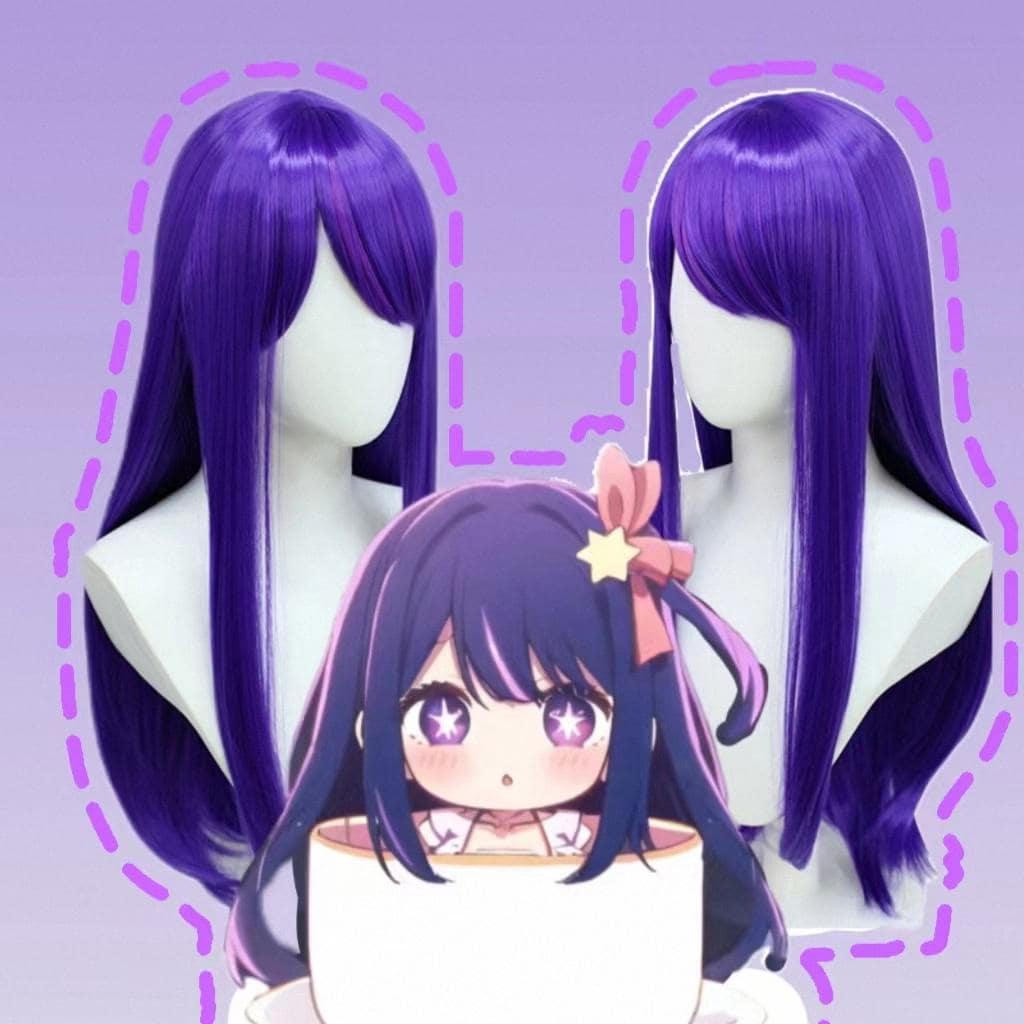 Long Straight Purple Twin Ponytail Wig - Anime Cute Cosplay Wig, Idol Group C-position Purple Wig (Hoshino Ai)