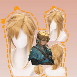 Link Zelda Kingdom of Tears Wig Legend Adventure Hero Style Blonde Wig, Brown Wig for Cosplay and Anime Lovers