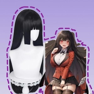 Anime character wig black cosplay wig black long straight hair wig cosplay-(Jabami Yumeko)