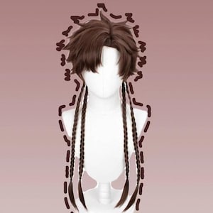Unisex brown wig, gothic wig, cosplay anime wig, four braid wig