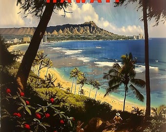 Carte postale vintage d'Hawaï - Hawaiiana Retro Island Paradise Scene - Parfaite pour les collectionneurs et les décorateurs