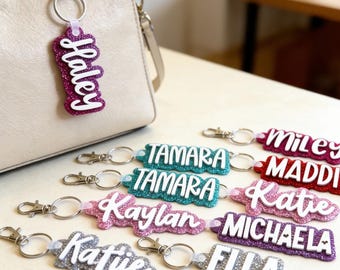 Niestandardowa akrylowa zawieszka z imieniem dla dzieci, zawieszka do plecaka, zawieszka do pudełka na lunch, zawieszka do torby na pieluchy, prezent na powrót do szkoły