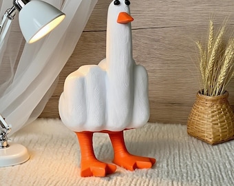 Kaczka z palcem środkowym, zabawny prezent, figurka środkowego palca, prezenty z kaczką, różne dekoracje biurowe, figurka "Pieprzyć cię", kaczka-ty